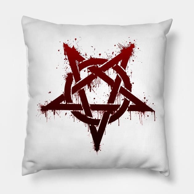 Pentagram Splatter Pillow by richardsimpsonart