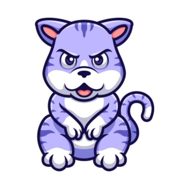 Purple Cat Sitting Cartoon by GumregaStd