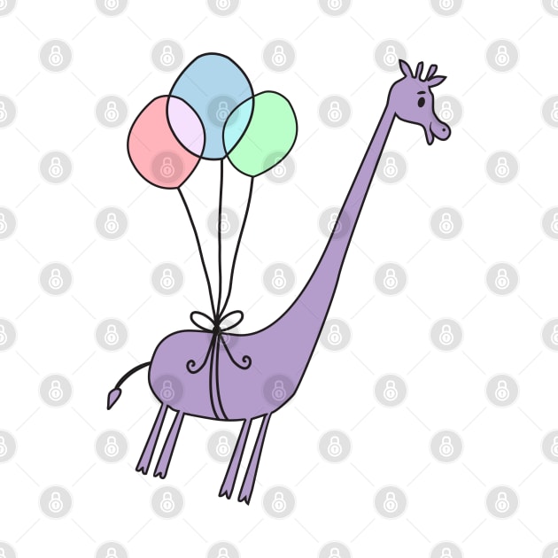 Cute Funny Giraffe Balloons Floating Away by MintedFresh