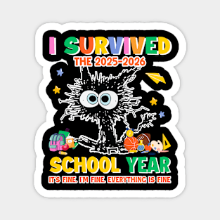 Funny Teacher I Survived Last Day of The School Year 2024 gift For Boy girl Kids Magnet