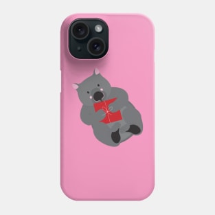 Wombat with Christmas gift Phone Case