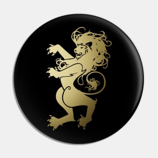 Rampant Lion in Gold Pin