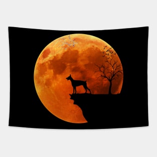 Doberman Pinscher And Moon Halloween Tapestry