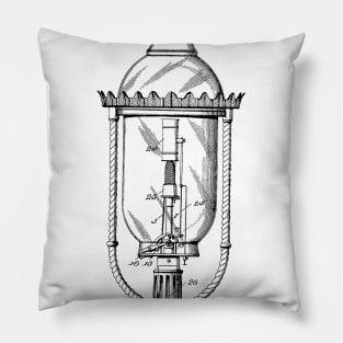 Incandescent Street Light Vintage Patent Hand Drawing Pillow