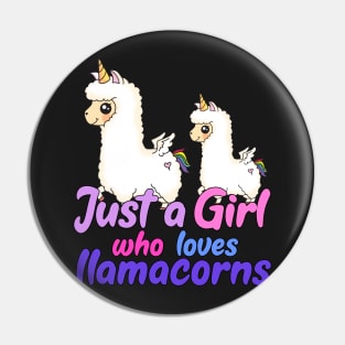 Just A Girl Who Loves llamacorns Gift print Pin