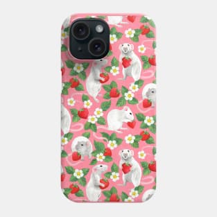 Rats Love Strawberries on Pink Phone Case