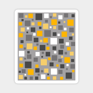 Mustard Yellow and Grey Squares Pixel Polka Dot Magnet