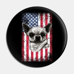 Patriotic Chihuahua American Flag Pin