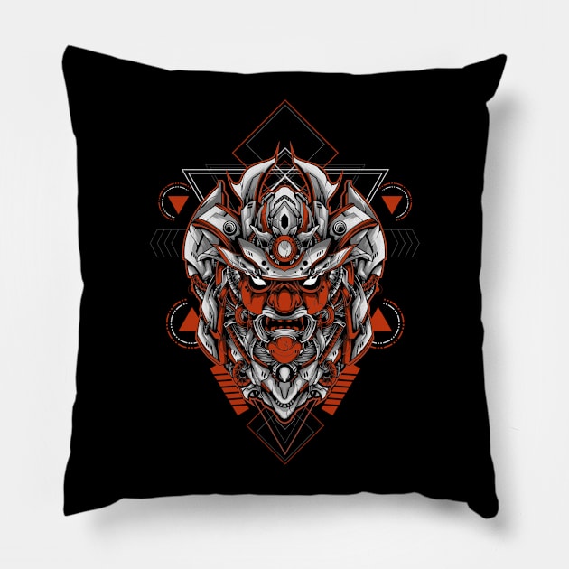 Oni mecha mask Pillow by TheAwesomeShop