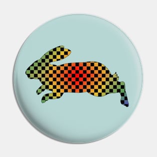 Rainbow Checkerboard Rabbit Pin