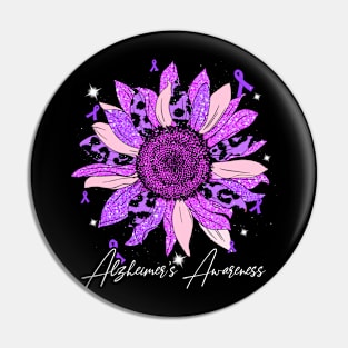 Alzheimer's Awareness Ribbon Purple Sunflower Ribbon Hope Pin