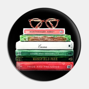 Jane Austen Library Book Glasses Pin