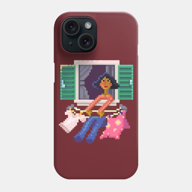 Woman In The Window Pixel Art Phone Case by Hoda Hefzy 