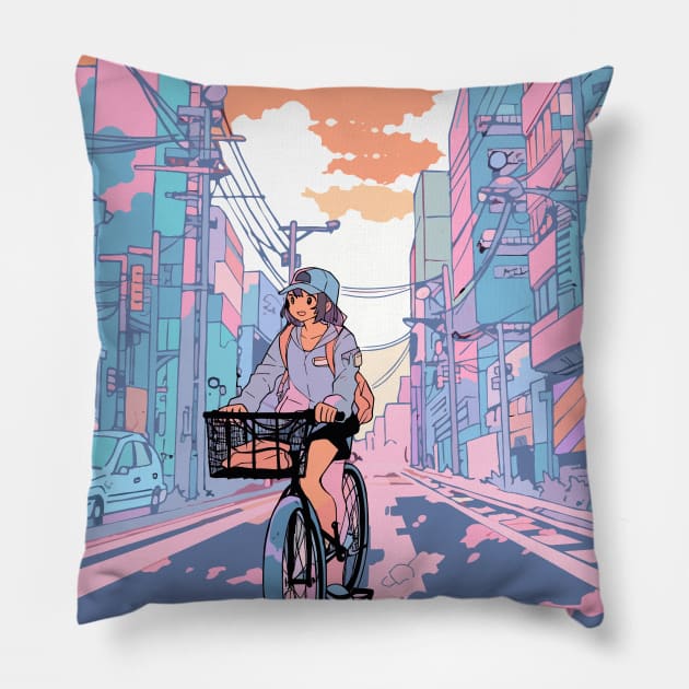 City Pedal Dreams Pillow by BariumBandit