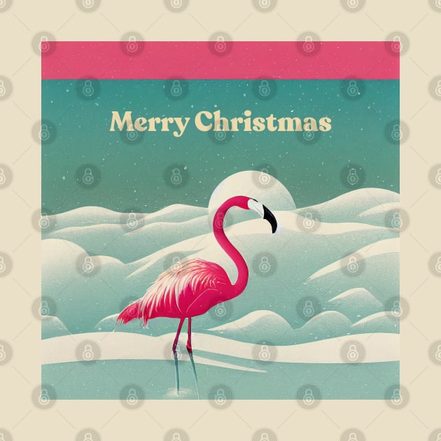 Merry Christmas Flamingo by Retro Travel Design