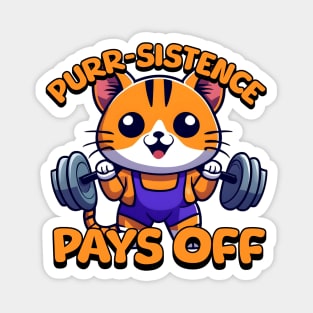 Purr-sistence Pays Off! Cat Weightlifting Magnet