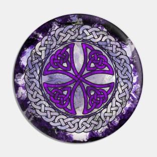 Purple Celtic Shield Knot on Marble Pin