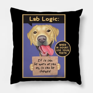 Cute labrador retriever dog with Yellow Labrador Holding Sign tee Pillow