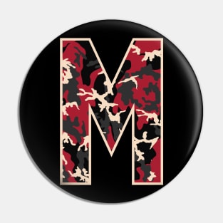 Initial Capital Letter M Camo Alphabet Gift Women Men Kids Pin