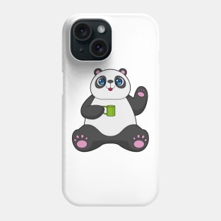 Panda with Coffee mug Phone Case