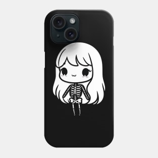 Cute Kawaii Skeleton Girl Design for Halloween Costume | Cute Skeleton Illustration Phone Case