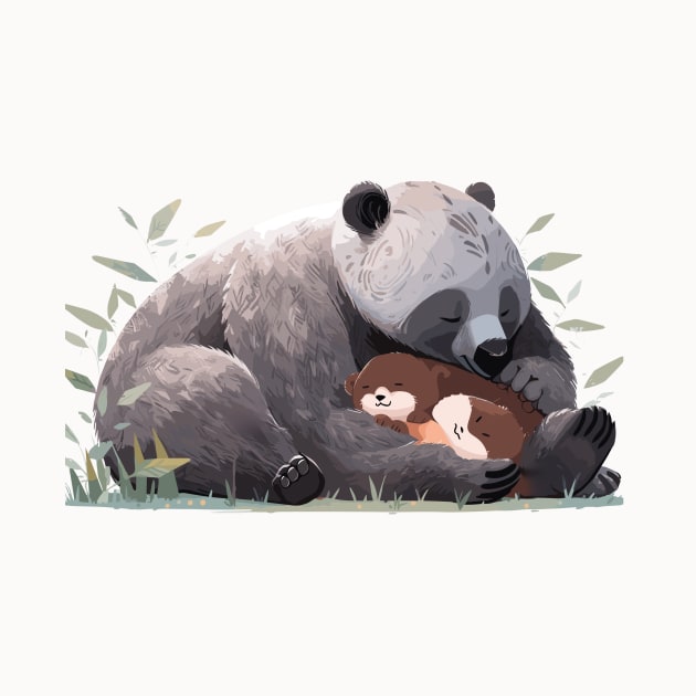 Adorable Grizzly Bear Animal Loving Cuddle Embrace Children Kid Tenderness by Cubebox