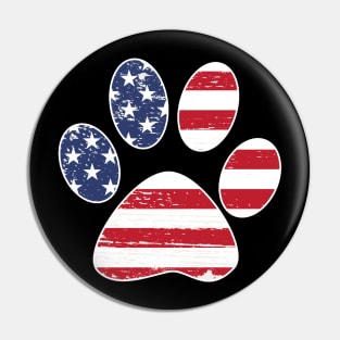 Dog Paw Print, American Flag Pin