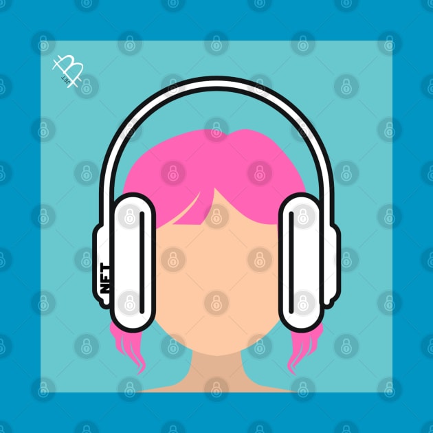 Pink Haired Girl Wearing Headphones by JessiT