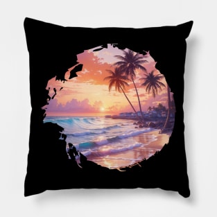 Sunset on the beach Pillow