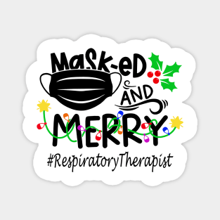 Masked And Merry Respiratory Therapist Christmas Magnet