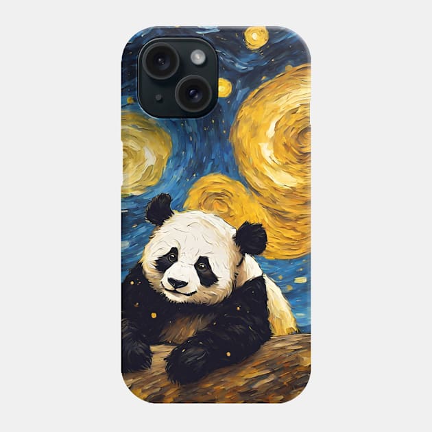 Adorable Panda Animal Painting in a Van Gogh Starry Night Art Style Phone Case by Art-Jiyuu