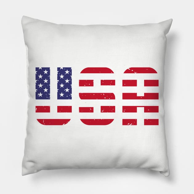 USA Flag Typography Gifts for USA Lover Pillow by AdiGunawan250282