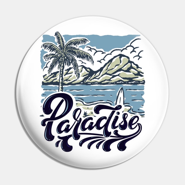 Beach Tropical Paradise Surfing Mountains Palm Tree Landscape Design Pin by Joaddo