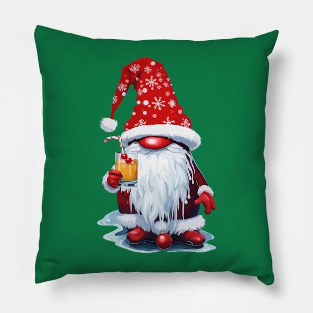 Nordic Gnome Holding A Candy Cane Highball Cocktail Pillow by taiche