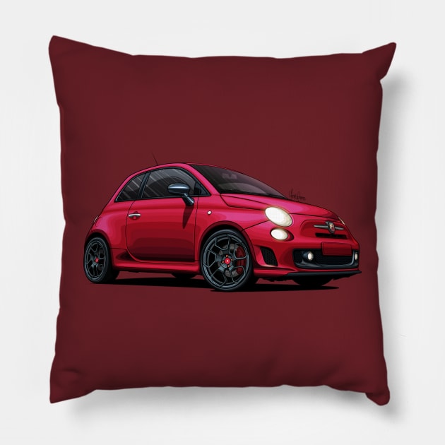 Abarth 595 Competizione Red - Illustration Pillow by Mario Ramos Rally Art