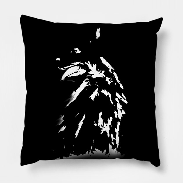 Colorful Animals - black dog Pillow by RedHeadAmazona