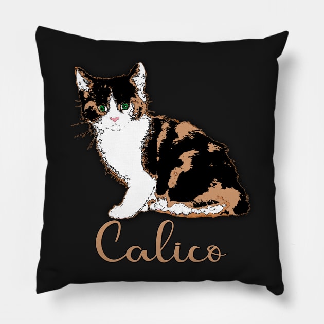 Sweet Calico Cat Art Pillow by Scarebaby