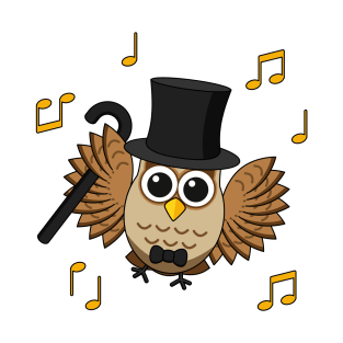 Cute Dancing Owl with Music Notes Cartoon without BG T-Shirt