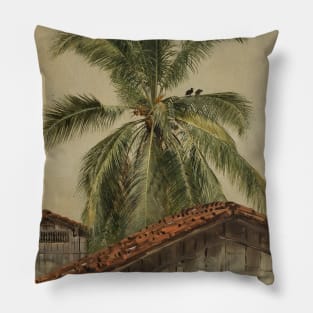 Palm Trees and Housetops, Ecuador by Frederic Edwin Church Pillow