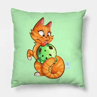 Minty Kitty No Background Pillow