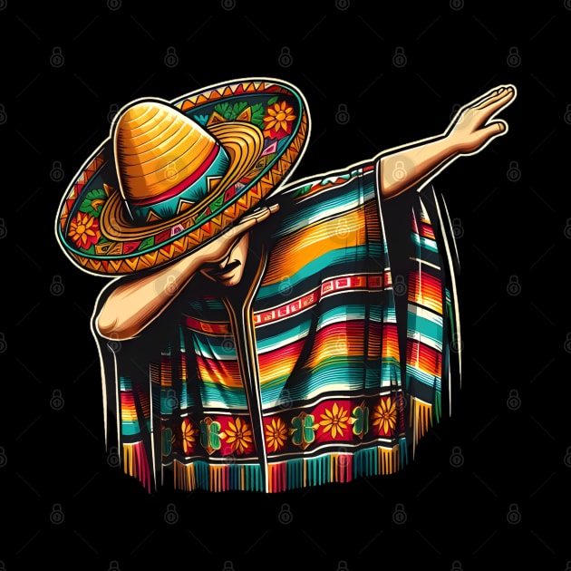 Dabbing Poncho Cinco de Mayo Mexican Sombrero Festival by justingreen