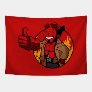 Cool Superhero Hell Demon Gamer Parody Mashup Tapestry