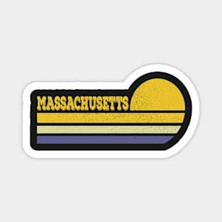 Retro Massachusetts Vintage Sunset Stripes Magnet