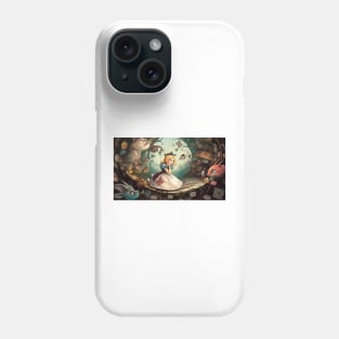 Alice in Wonderland. "Tea Party with the Mad Hatter and the Cheshire Cat" Phone Case