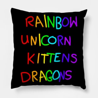 Rainbows dragons unicorns and cats Pillow