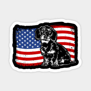 Proud Wire Haired Dachshund American Flag patriotic dog Magnet