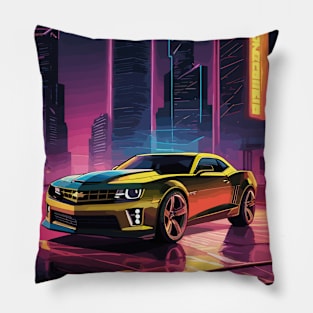 Modern American Camaro Muscle Car Retro Poster Pillow