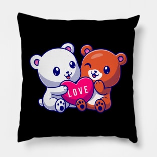 Cute Bear And Cute Polar Bear Cartoon Pillow