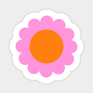 Retro Pink and Orange Mod Pop Flower Magnet