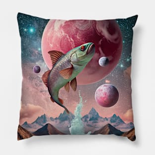 Alien landscape with a fish Pillow